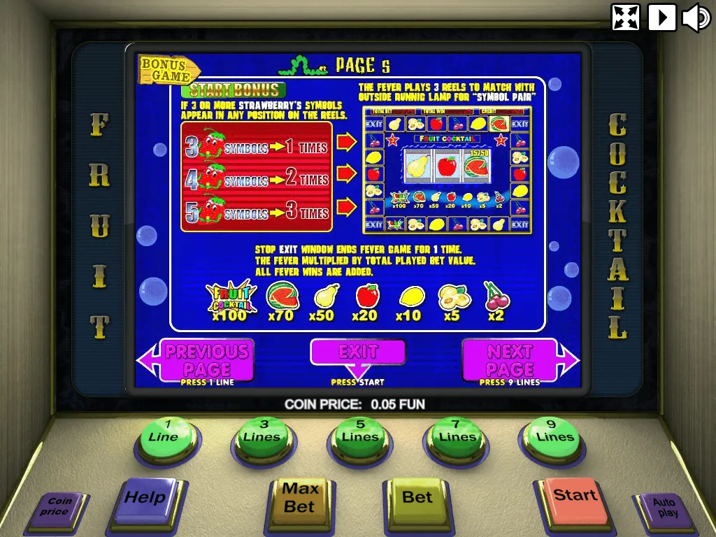 Fruit Cocktail — juego de bonos y multiplicadores
